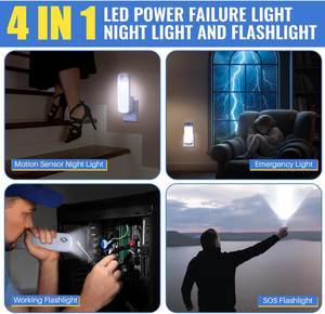 2 Pack LED Power Failure <b>Light</b>, 4 in 1 Rechargeable Plug in Flashlights with <b>Motion</b> Detection, LED Emergency <b>Lights</b> - Product Image 4