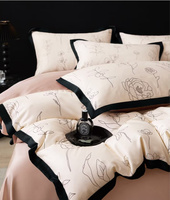 Ensemble de literie 4 pièces Opulent Lyocell-Draps imprimés ultra-doux, sensation de soie écologique, design exquis pour un confort de luxe