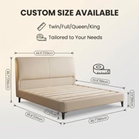 Base de Cama Moderna Baja, Tapizada en Cuero Genuino de Lujo, con Estructura de Madera y Garantía de 10 Años para Dormitorio de Villa