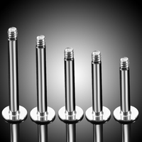 Lot de 100 pièces de tiges de labret en acier avec tête filetée 16G 14G, uniquement pour piercing des lèvres, clous d'oreille et bijoux corporels