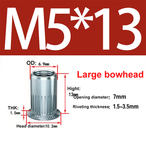 Nhà máy thép không gỉ lớn bowhead ren chèn Đầu chìm có khía nutsert vít mù đinh tán NUT - Product Image 4