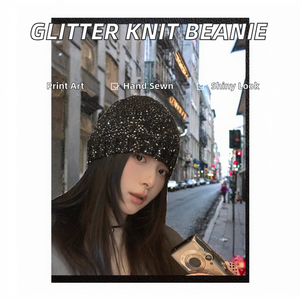 Shiny Sequined Glitter <b>Knit</b> Beanie <b>Hat</b> for <b>Women</b>-Business Travel Cycling & Beach Ready 100% Acrylic Spring Summer Fashion - Product Image 2