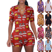 Atacado personalizado decote em v profundo para dormir, manga curta sexy para adultos