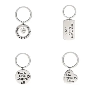 Key Chain with message for Teach Love Inspire Stainless Steel King Ring Pendant New Year Gift For Women/Men Jewelry Keyholder