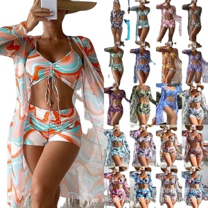 Summer Print Swimsuits <b>Tankini</b> Sets Beach Wear Three-Piece Bathing Suits - Product Image 2