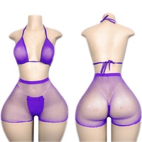 Ensemble de vêtements de danse exotique en maille sexy pour femmes en gros, avec strass