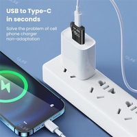 Adaptador de Carga USB a Tipo-C, Compatible con iPhone 12 Pro, Adaptador de Carga para Teléfono, Carga Rápida PD