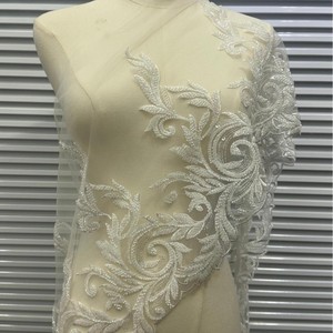 Nuovo Bordo in Pizzo Floreale 3D con Perline di Vetro per Abito da Sposa Velo Uncinetto Fai da Te Accessori di Abbigliamento Produttore all'Ingrosso - Product Image 3