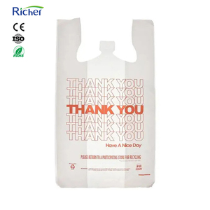 ถุงพลาสติกแบบเสื้อยืด OEM ODM ขนาดและสีตามสั่ง พิมพ์ลายได้ สำหรับใส่สินค้าในซูเปอร์มาร์เก็ต ร้านขายของชำ บรรจุภัณฑ์ ODM Supply - Product Image 1