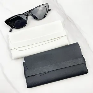Factory Stock Glasses Case Leather Soft Bag Black White Sunglasses Box Pvc Leather Handmade Sunglasses Case Wholesale