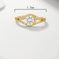 Bague de fiançailles à tige fendue 10K or massif luxe bijoux fins coupe ronde 0.8ct D/VVS1 Moissanite mariage Halo anneaux pour femmes