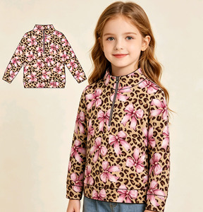 Camiseta Infantil Personalizada con Estampado de Leopardo y Calabazas Otoñales, Blusa para Niñas, Venta al por Mayor, Ropa Infantil de Boutique - Product Image 1