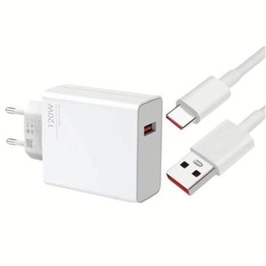 US/EU/UK Socket Phone <b>Charger</b> 120W Type <b>C</b> Cable Fast Charging USB Wall <b>Charger</b> Block - Product Image 1