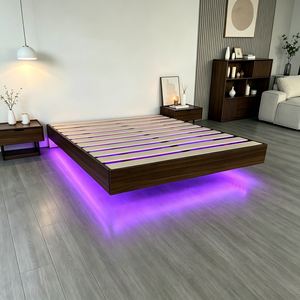 Lit plateforme moderne en acier avec éclairage LED RGB et rangement intégré, idéal pour les projets de chambres et d'hôtels (vente en gros) - Product Image 5