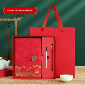 Coffret Cadeau d'Affaires Haut de Gamme Tendance Nationale Créative, Souvenir d'Événement d'Entreprise, Carnet en Cuir avec Boîte Cadeau, Modèle Personnalisé avec Logo, Couverture Rigide - Product Image 3