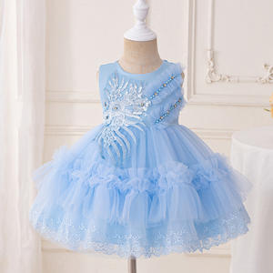 Nouvel été enfants paillettes <span class=keywords><strong>robe</strong></span> de mariée fête porter dentelle fée sans manches filles robes - Product Image 6