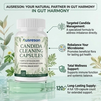 Ausreson OEM Halal Gélules Nettoyantes Candida aux Herbes Naturelles, Détox Intestinale et du Côlon, Suppléments Digestifs, Gélules de Nettoyage Candida
