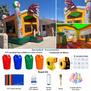 Château gonflable 3D Dinosaure T-Rex, trampoline pour enfants avec tours imprimées dinosaures, idéal pour fêtes d'anniversaire et parcs - Product Image 2