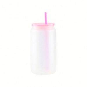 Gobelet de 16 oz pour sublimation, bouteille d'eau en verre dépoli de 16 oz avec couvercle en PP - Product Image 2