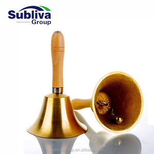 Латунный настольный колокольчик с деревянной ручкой - Product Image 1