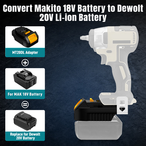 Adaptateur <span class=keywords><strong>de</strong></span> batterie pour outils <span class=keywords><strong>Dewalt</strong></span> avec chargeur USB A et Type-C, convertit la batterie Makita 18V en alimentation pour les outils <span class=keywords><strong>Dewalt</strong></span> 20V - Product Image 6