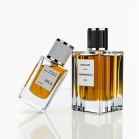 Vaporisateur de parfum à sertir personnalisé OEM Flacon en verre de 50ml Flacon de parfum vide rectangulaire transparent de 100ml avec couvercle en cuir