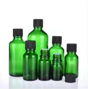 Amber glass cosmetic <b>bottles</b> Cylinder screw cap container Cosmetic storage glass jars Amber screw top <b>bottles</b> - Product Image 4