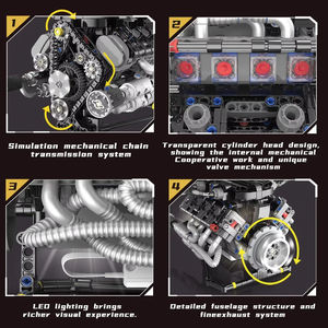 V8 motor araba modeli yapı taşları 1:24 ölçekli plastik mekanik Set Boys için K96206 oyuncak ile uyumlu - Product Image 5