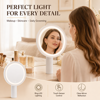 Miroir de Maquillage LED Minimaliste Circulaire pour Tables Modernes, Vanités d'Appartement et Studios