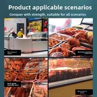 Vitrine chauffante pour aliments chauds en acier inoxydable avec verre incurvé pour supermarché et restaurant