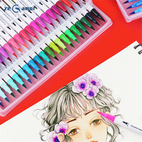 Ensemble de 24 marqueurs artistiques Zeamor à double pointe, stylos surligneurs à encre colorée, pour calligraphie, journalisation, planification, pointe fine, stylo pinceau double face