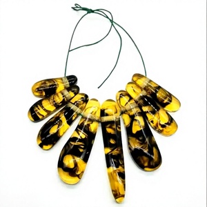 Fancy Bohemian Resin <b>Statement</b> <b>Necklace</b> Yellow Black Marbled Best Design Unisex Fashionable Jewelry Anniversary with Woman - Product Image 1