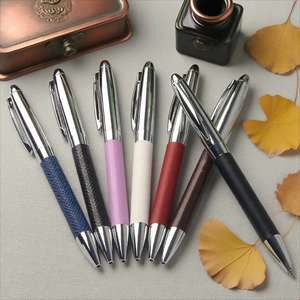 High Quality 1.00mm Custom Logo Twisted Metal Leather Novelty Design Business Advertising Ballpoint <b>Pen</b> for Writing Gift Giving - Product Image 2