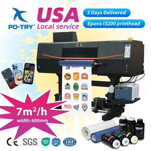 POTRY 60CM 24 Inch I3200 3 Printhead 2 In 1 All In 1 Printing And Crystal Sticker UV DTF Printer With Laminator