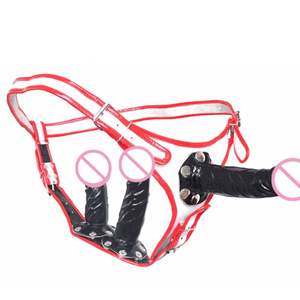 Cinturón de cuero Correa en las bragas del consolador Arnés de pene ajustable Pantalones con correa de doble cabeza Anal Plug Ropa interior para mujeres <span class=keywords><strong>lesbianas</strong></span> - Product Image 3