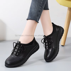 Genuine Women's Spring New Style Small Leather <b>Shoes</b> Korean Style <b>Soft</b> Sole Versatile Cow Tendon Mother's <b>Shoes</b> - Product Image 3