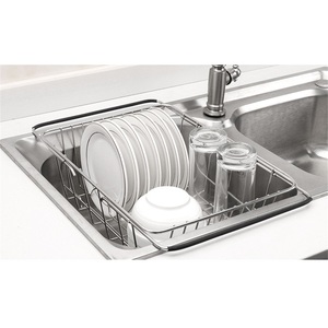 Stainless Steel Sink Drain <b>Rack</b> Double Tier Modern Kitchen Towel Use Waterproof Retractable Drain Basket - Product Image 1