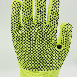 荧光绿色涤纶聚氯乙烯点状plaam 10 gague针织手套