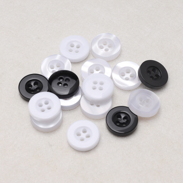 ERKOUMI Pearlescent White Wide Four-hole Resin Small  Exquisite Sewing Thickness 3mm Buttons for Cardigans Shirts POLO Shirts