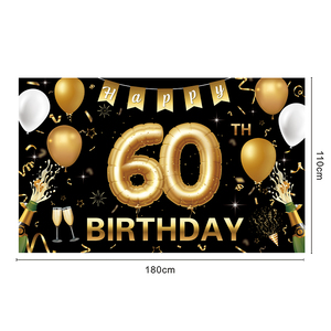 Bannières personnalisées joyeux anniversaire fête d'anniversaire grand noir or <span class=keywords><strong>Photo</strong></span> toile de fond décor anniversaire fond bannière pour 30e 50e - Product Image 4