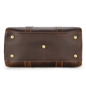 Sac de voyage week-end en cuir véritable artisanal rétro marron pour homme TIDING DropShipping avec fermeture à glissière, taille cabine - Product Image 4