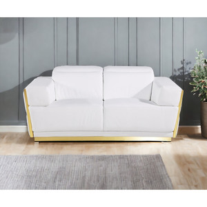 HMS 70 bianco argento pelle italiana Chesterfield Loveseat High-End mobili per la casa per salotti vera pelle spugna - Product Image 2