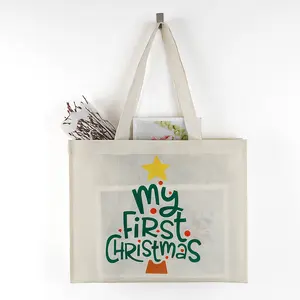 OEM/ODM christmas RPET recycle supermarket gift tote non woven fabric bag for shopping custom