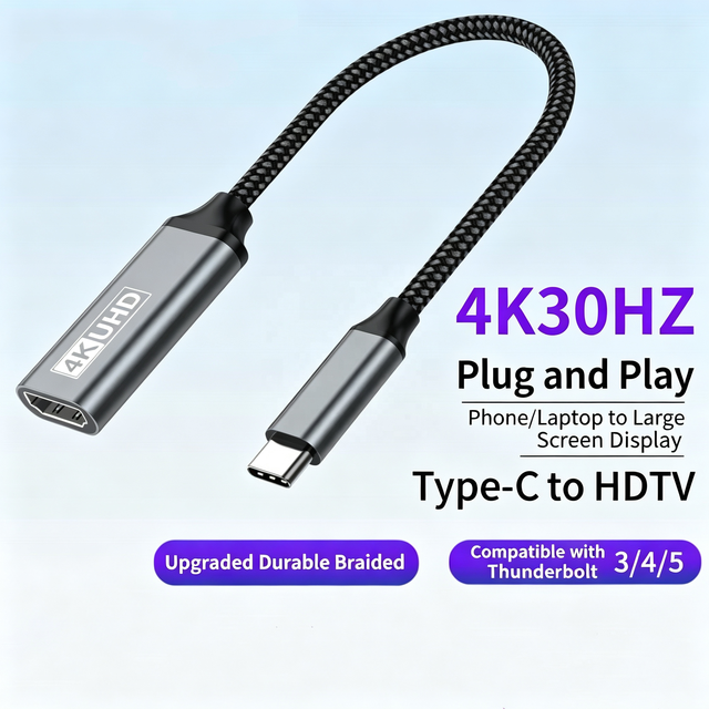 OEM Type-C to HDTV High-Definition Converter USB C to HDTV 4K 30Hz Computer Screen Mirroring Cable