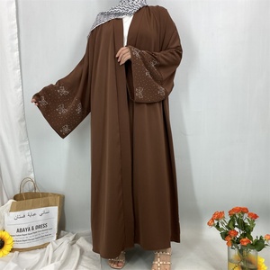 Dubai 2025 New Arrival Bow Abaya Robe Made in Solid Color Nida Material with Silver Diamond Cuff for Muslim Women 1416# - Product Image 6