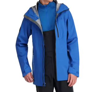 Chaqueta Impermeable, Cortavientos, con Capucha, Transpirable, de Lona, Informal, para Invierno, para Hombre, Color Sólido, Talla Grande para Adultos, con Logotipo Frontal - Product Image 1
