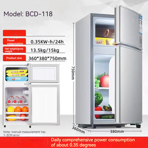 Mini-Réfrigérateur à Double Porte 118L pour Usage Domestique, Réfrigérateur Vertical <span class=keywords><strong>Combiné</strong></span> Congélateur et Réfrigérateurs - Product Image 2