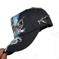 Casquettes de baseball brodées personnalisées en stock, avec doublure en satin et strass, G5 GORRA ANGEL EDICION BELICA CON PIN RIFLE