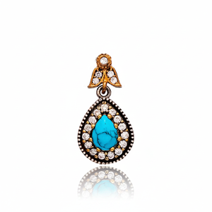 Pendentif en argent Sterling 925 authentique pour femmes, pierre Turquoise en forme de goutte d'eau, bijoux pour femmes, vente en gros - Product Image 2
