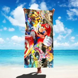 250G Verdikte Marioo Kinderbadhanddoek Cartoon Vierkante Strandlaken Microfiber Snel Droog